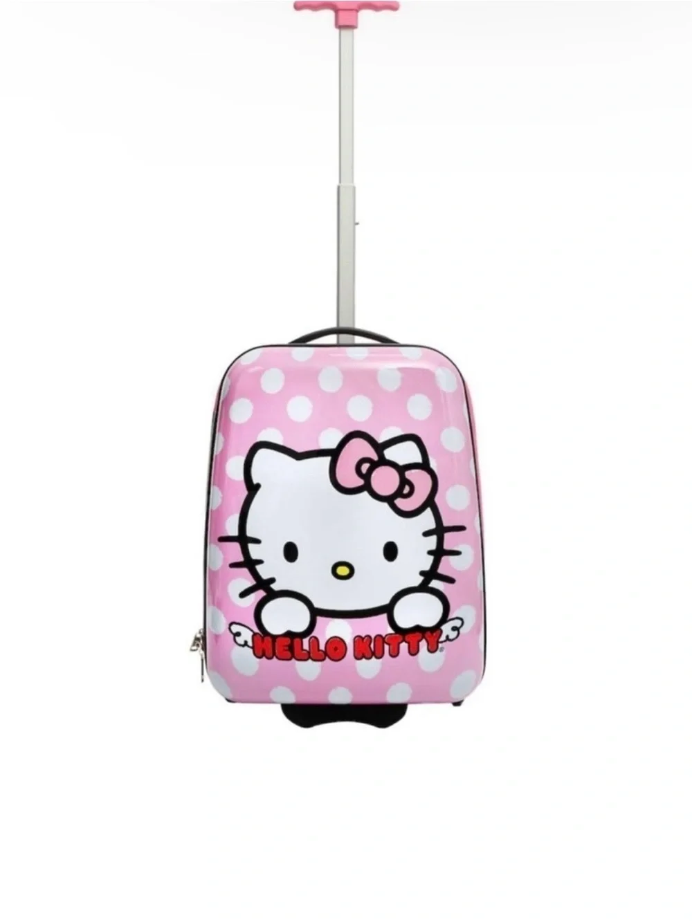 Hello Kitty Pink White Polka Dot Kids Rolling Luggage